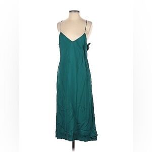 J. Crew collection ruffle slip teal midi sleeveless dress size 2